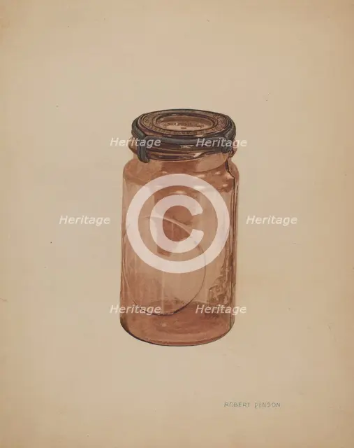 Glass Fruit Jar, c. 1940. Creator: Robert Penson.