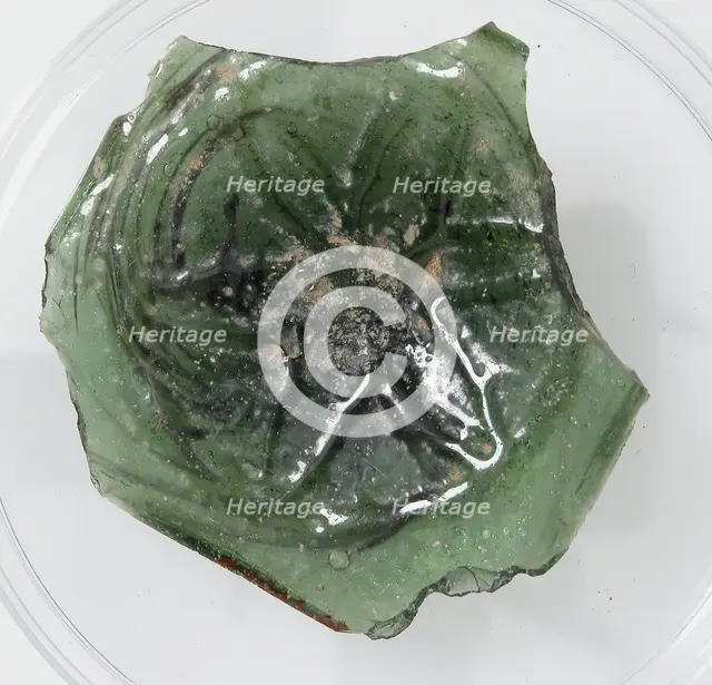 Glass Fragment with Pressed Flower, Coptic, 4th-early 5th century. Creator: Unknown.