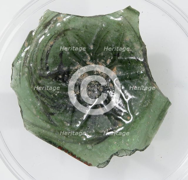 Glass Fragment with Pressed Flower, Coptic, 4th-early 5th century. Creator: Unknown.