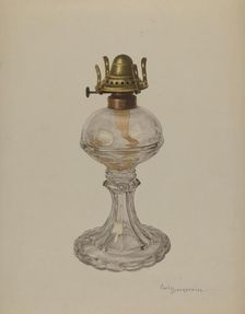 Glass Oil Lamp, 1940. Creator: Carl Buergerniss