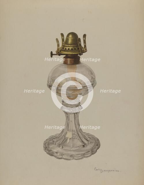 Glass Oil Lamp, 1940. Creator: Carl Buergerniss.
