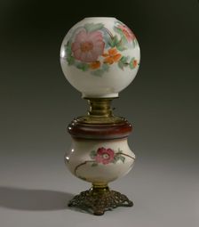 Glass oil lamp from the home of Robert Smalls, 19th century. Creator: Unknown