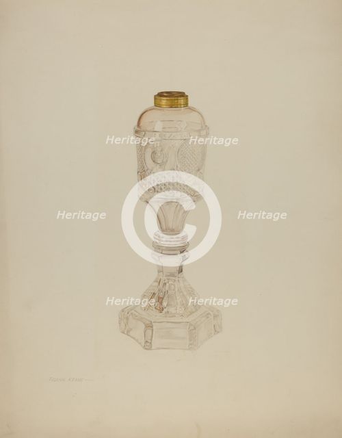 Glass Lamp, c. 1941. Creator: Frank M Keane.