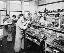 Glass lens manufacturing workshop, 1910. Creator: Unknown