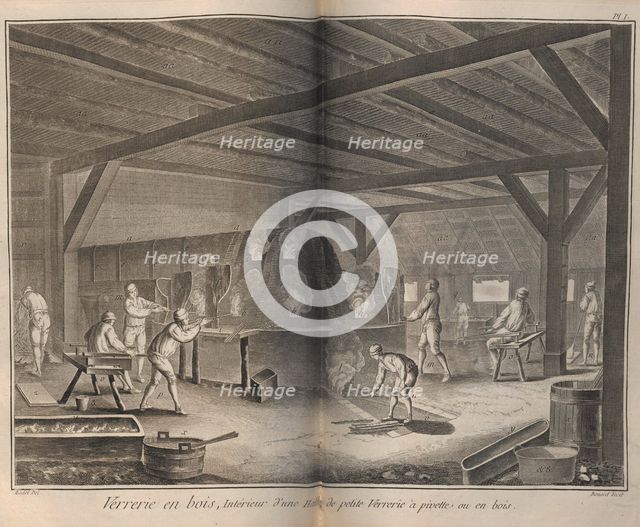 Glass Making. From Encyclopédie by Denis Diderot and Jean Le Rond d'Alembert, 1751-1765. Creator: Bénard, Robert (1734-1777).