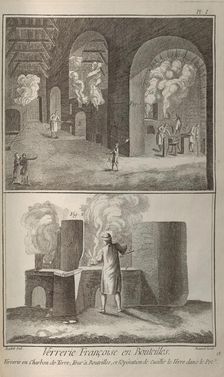 Glass Making. From Encyclopédie by Denis Diderot and Jean Le Rond d'Alembert, 1751-1765. Creator: Bénard, Robert (1734-1777)