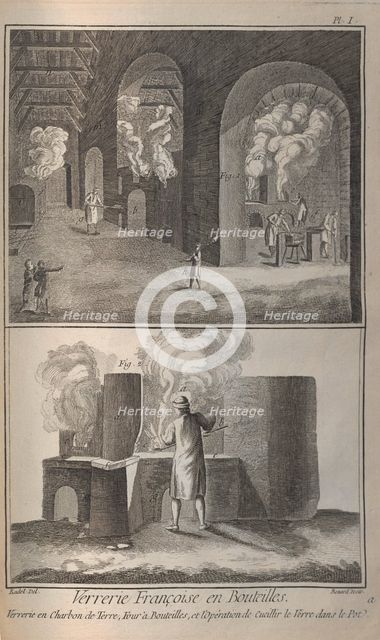 Glass Making. From Encyclopédie by Denis Diderot and Jean Le Rond d'Alembert, 1751-1765. Creator: Bénard, Robert (1734-1777).