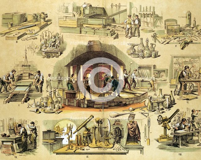 Glass manufacturing, c1870. Creator: Unknown.
