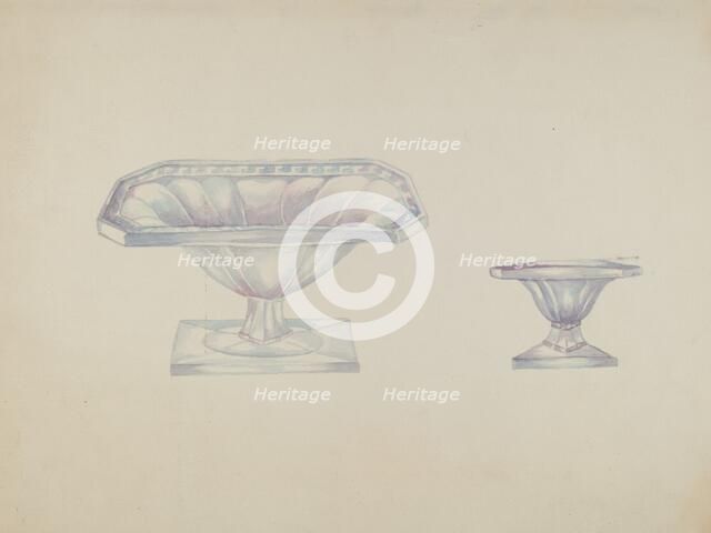 Glass Nut Dishes, c. 1937. Creator: Beulah Bradleigh.