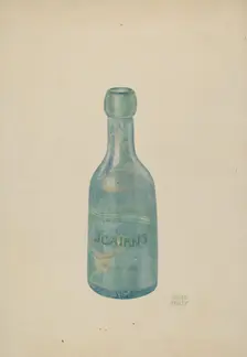 Glass Soda Bottle, c. 1940. Creator: Bisby Finley