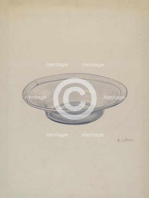 Glass Sauce Dish, c. 1940. Creator: V. L. Vance.