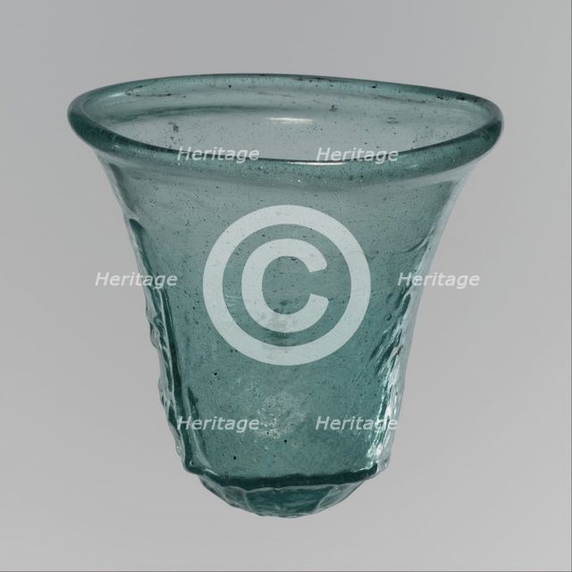 Glass Palm Cup with Relief Inscription, Frankish, late 7th century. Creator: Unknown.