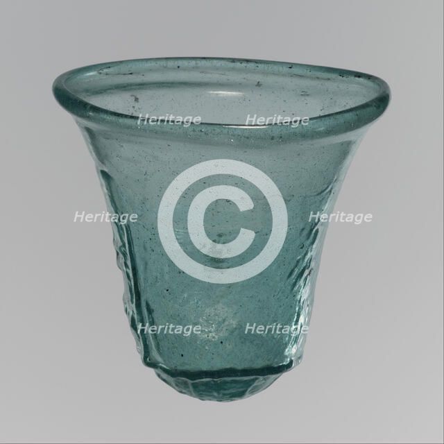 Glass Palm Cup with Relief Inscription, Frankish, late 7th century. Creator: Unknown.