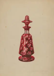 Glass Perfume Bottle, c. 1939. Creator: Isabelle De Strange