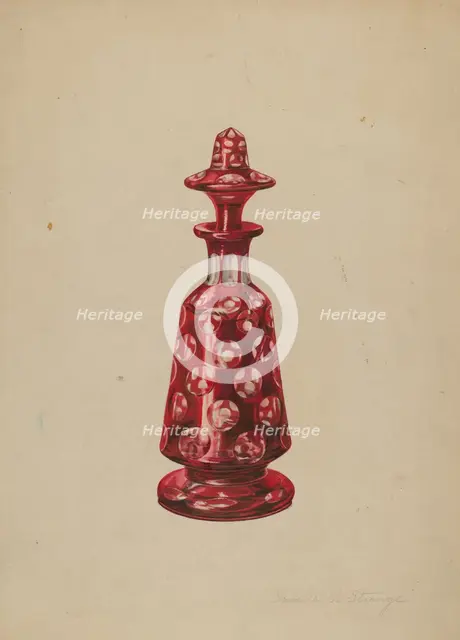 Glass Perfume Bottle, c. 1939. Creator: Isabelle De Strange.