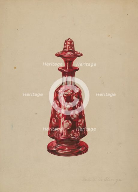 Glass Perfume Bottle, c. 1939. Creator: Isabelle De Strange.