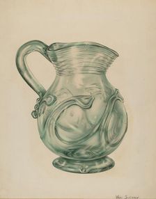 Glass Pitcher, 1935/1942. Creator: Van Silvay