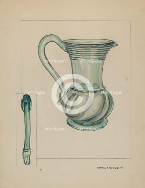 Glass Pitcher, c. 1937. Creator: Francis Law Durand.