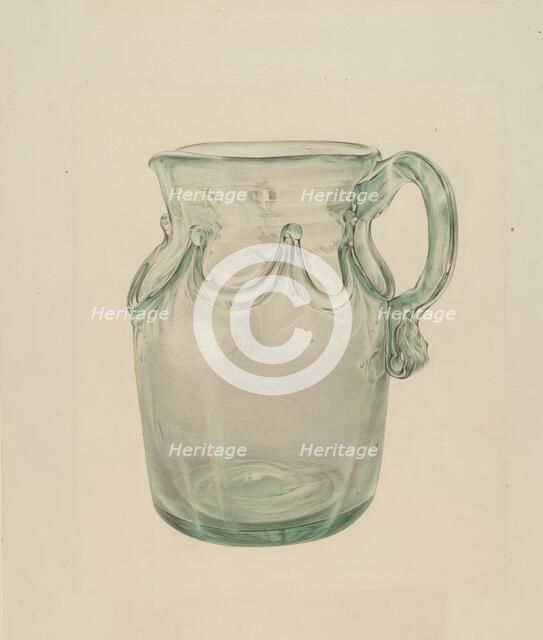 Glass Pitcher, c. 1940. Creator: Elisabeth Fulda.