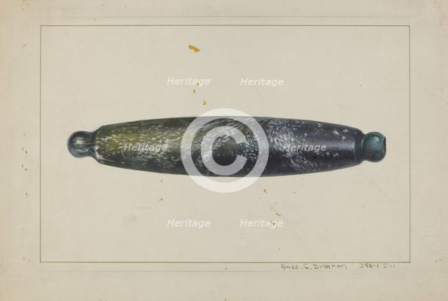 Glass Rolling Pin, c. 1938. Creator: Amos C. Brinton.