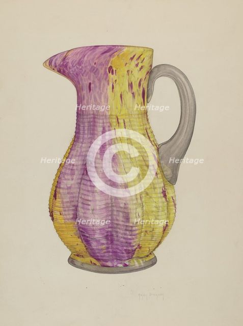 Glass Water Pitcher, c. 1938. Creator: Helen Bronson.