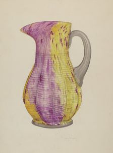 Glass Water Pitcher, c. 1938. Creator: Helen Bronson