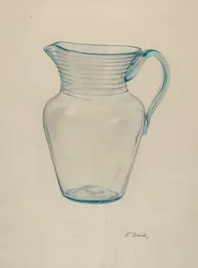 Glass Water Pitcher, c. 1940. Creator: Paul Ward