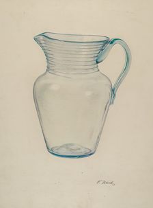 Glass Water Pitcher, c. 1940. Creator: Paul Ward