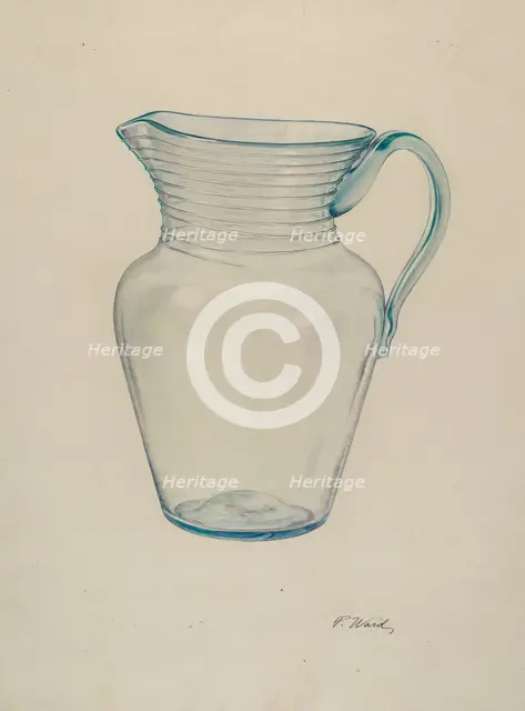 Glass Water Pitcher, c. 1940. Creator: Paul Ward.