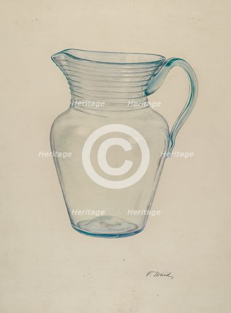 Glass Water Pitcher, c. 1940. Creator: Paul Ward.