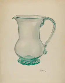 Glass Water Pitcher, c. 1940. Creator: Paul Ward
