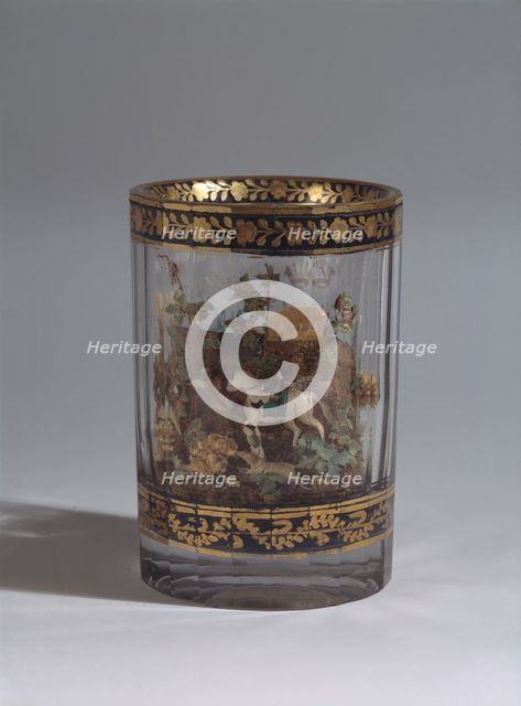 Glass with the double walls and a landscape composition, 1818. Artist: Master A. Vershinin (Early 19th century)