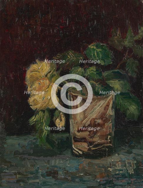 Glass with Yellow Roses.
