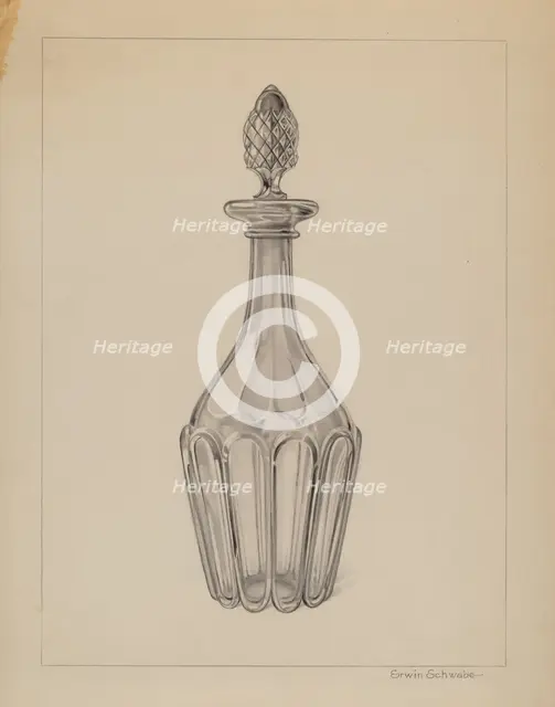 Glass Wine Decanter, c. 1937. Creator: Erwin Schwabe.