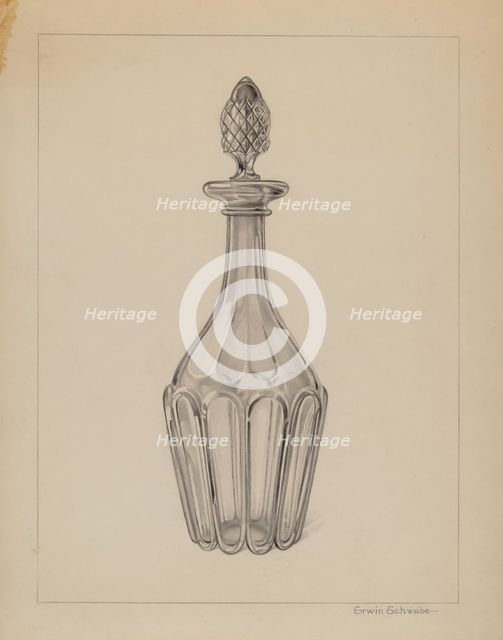 Glass Wine Decanter, c. 1937. Creator: Erwin Schwabe.