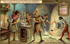 Glassmakers in the 14th century, (c1900)