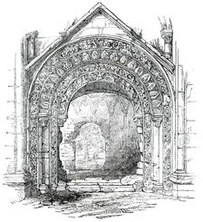 Glastonbury Abbey - North Door of St. Joseph's Chapel, 1850. Creator: Unknown