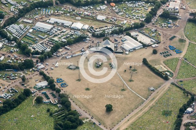 Glastonbury Festival and the Pyramid Stage, 11 days after the Festival, Pilton, Somerset, 2019. Creator: Damian Grady.