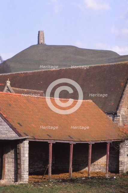 Glastonbury Tor and Ancient Tithe Barn, Somerset, 20th century. Artist: CM Dixon.