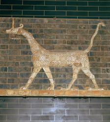 Glazed brick relief of a mushrushu on the Ishtar Gate, 7th century BC