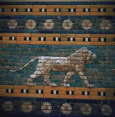 Glazed brick relief of a lion on the Ishtar Gate, 7th century BC