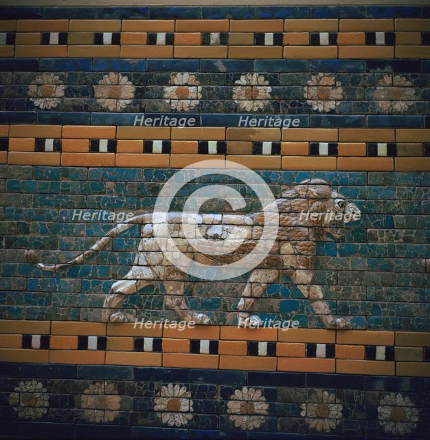 Glazed brick relief of a lion on the Ishtar Gate, 7th century BC Artist: Unknown