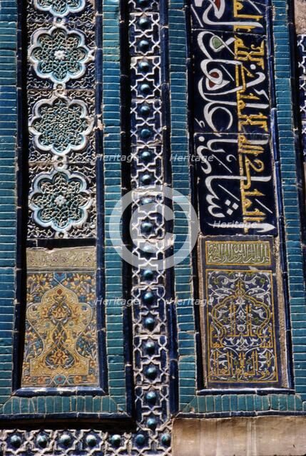 Glazed brick tiling in Shah-i-Zinda Complex, Samarkand, 14th-15th century. Artists: CM Dixon, Unknown.