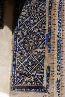 Glazed brick tiling in Shah-i-Zinda Complex, Samarkand, 14th-15th century. Artists: CM Dixon, Unknown