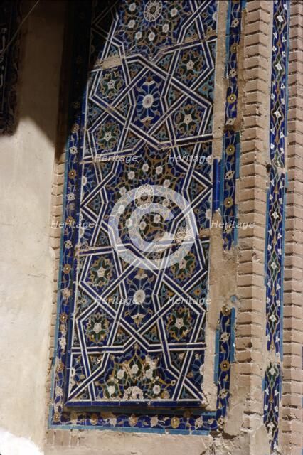 Glazed brick tiling in Shah-i-Zinda Complex, Samarkand, 14th-15th century. Artists: CM Dixon, Unknown.