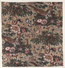 Glazed Chintz with Pheasant and Flower Design, c. 1816. Creator: Bannister Hall (British)