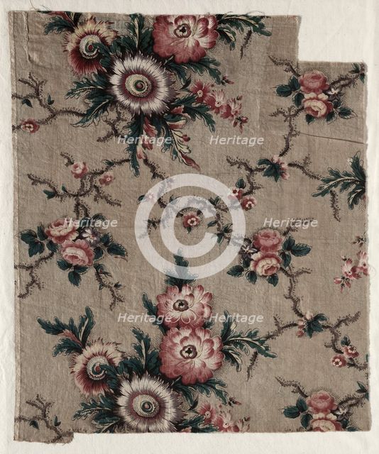 Glazed Chintz Fragment, c. 1840. Creator: Unknown.