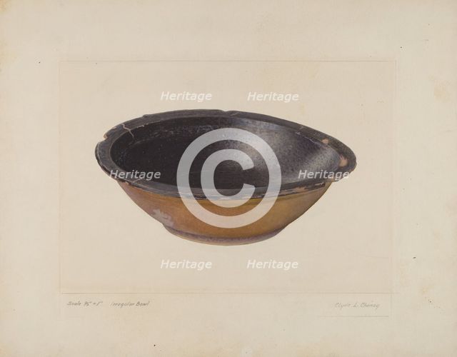 Glazed Clay Bowl, 1935/1942. Creator: Clyde L. Cheney.