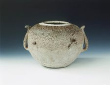 Glazed pottery jar impressed with cloth pattern, Warring States period, China, c4th century BC. Creator: Unknown