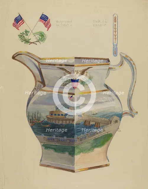 Glazed Stone China Pitcher, 1935/1942. Creator: Charles Caseau.